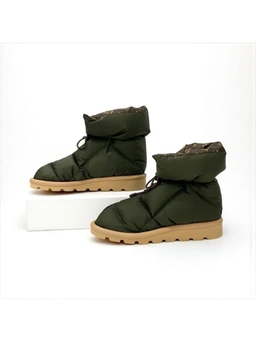 Louis Vuitton Pillow Line Monogram Boots Short Shoes Nylon Khaki Brown - Picture 4 of 10